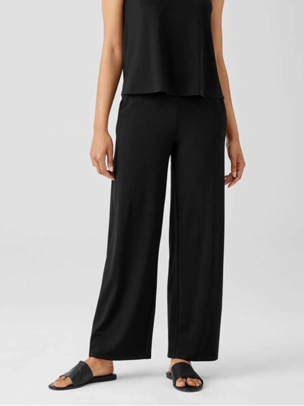Eileen Fisher Stretch Jersey Knit Straight Pant Size Small Black
